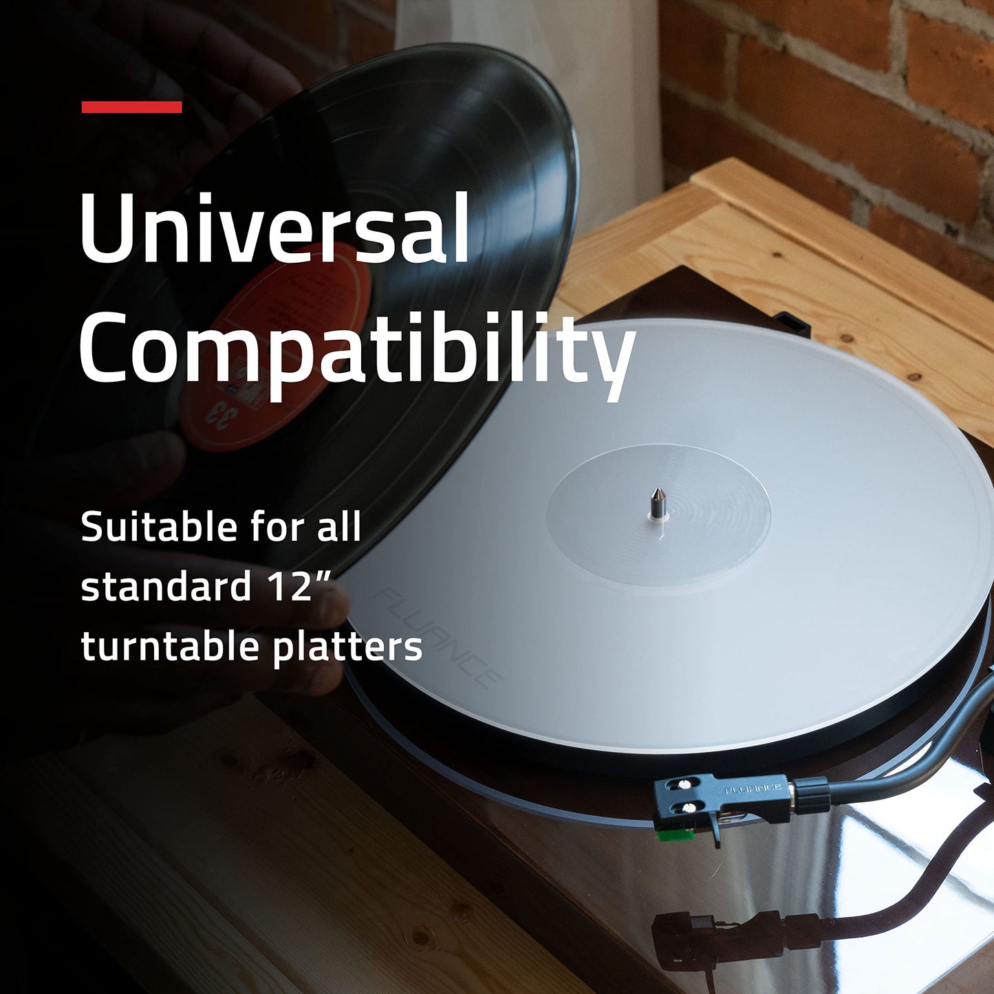 Fluance - Alfombrilla acrílica para platos giratorios, reduce las vibraciones para mejorar la claridad del sonido para reproducción de discos de vinilo, antiestático, mecanizado de precisión, compatible con reproductores de discos de 12 pulgadas (PM50)