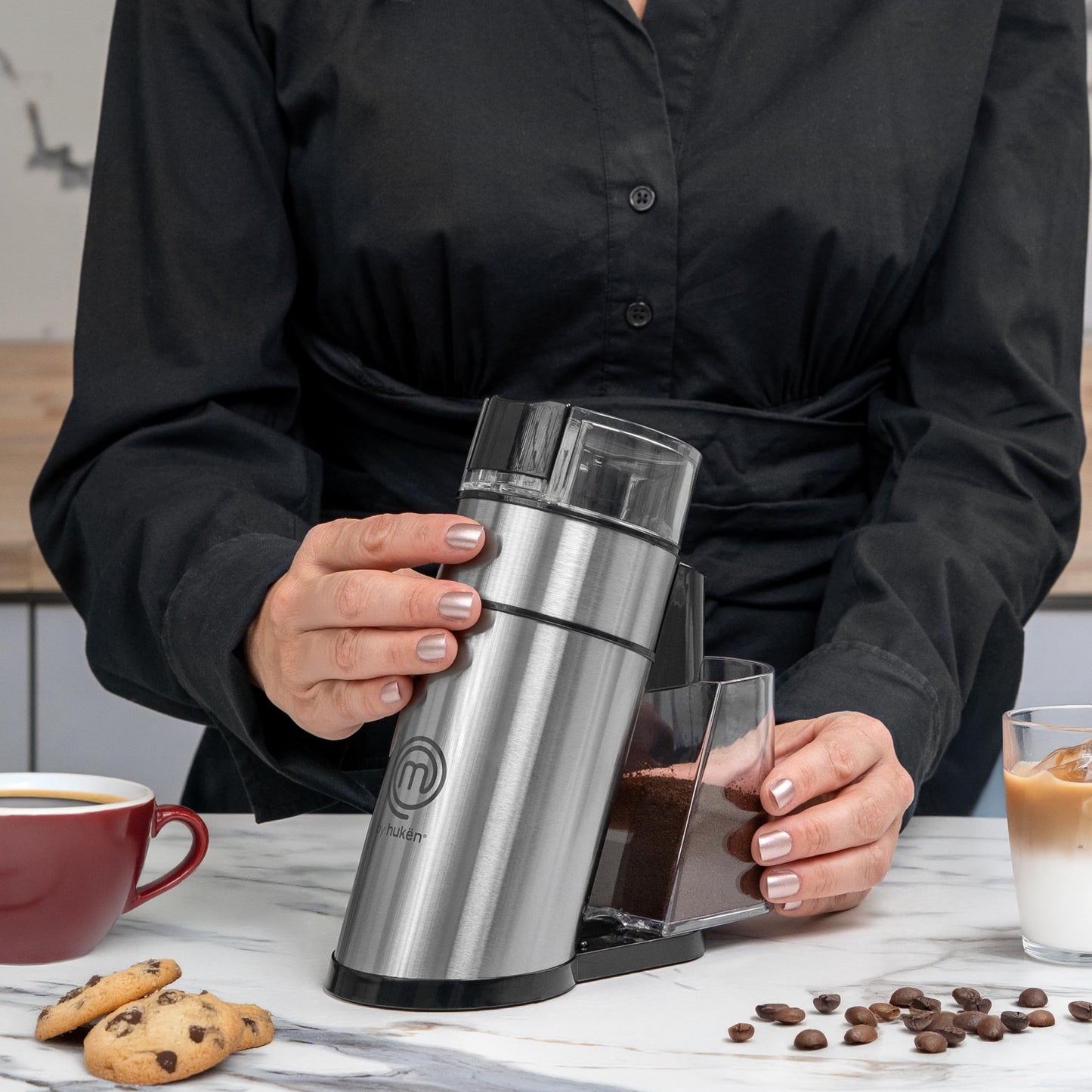 Molino de Café y Especias MasterChef Hukën Acero Inoxidable Motor 150W Ideal para Molido Perfecto