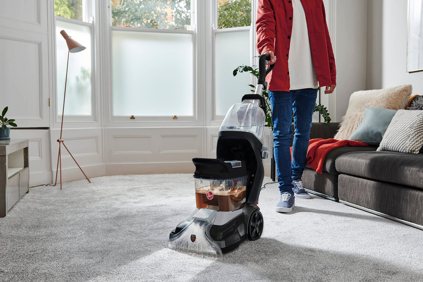 Hoover PowerScrub XL - Máquina limpiadora de alfombras para alfombras y tapicería, máquina de limpieza profunda con herramientas multiusos, succión potente, combina con solución de limpieza de
