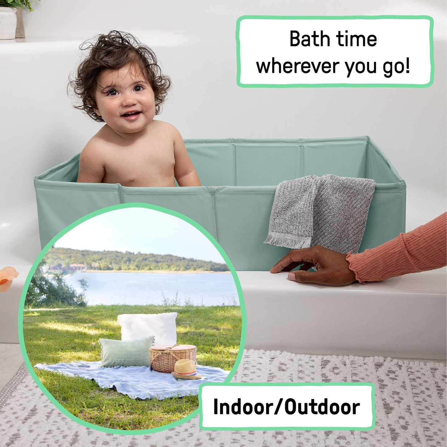 Ingenuity TuckAway - Tina de baño, bañera portátil para bebé, unisex, impermeable, con tapón de vaciado, a partir de 12 meses