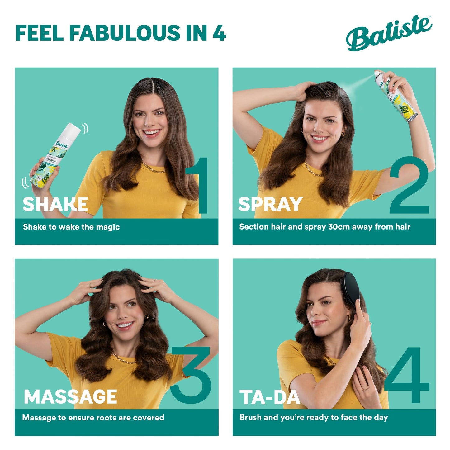 Batiste Dry Shampoo, Dark & Deep Brown 6.73 Ounce