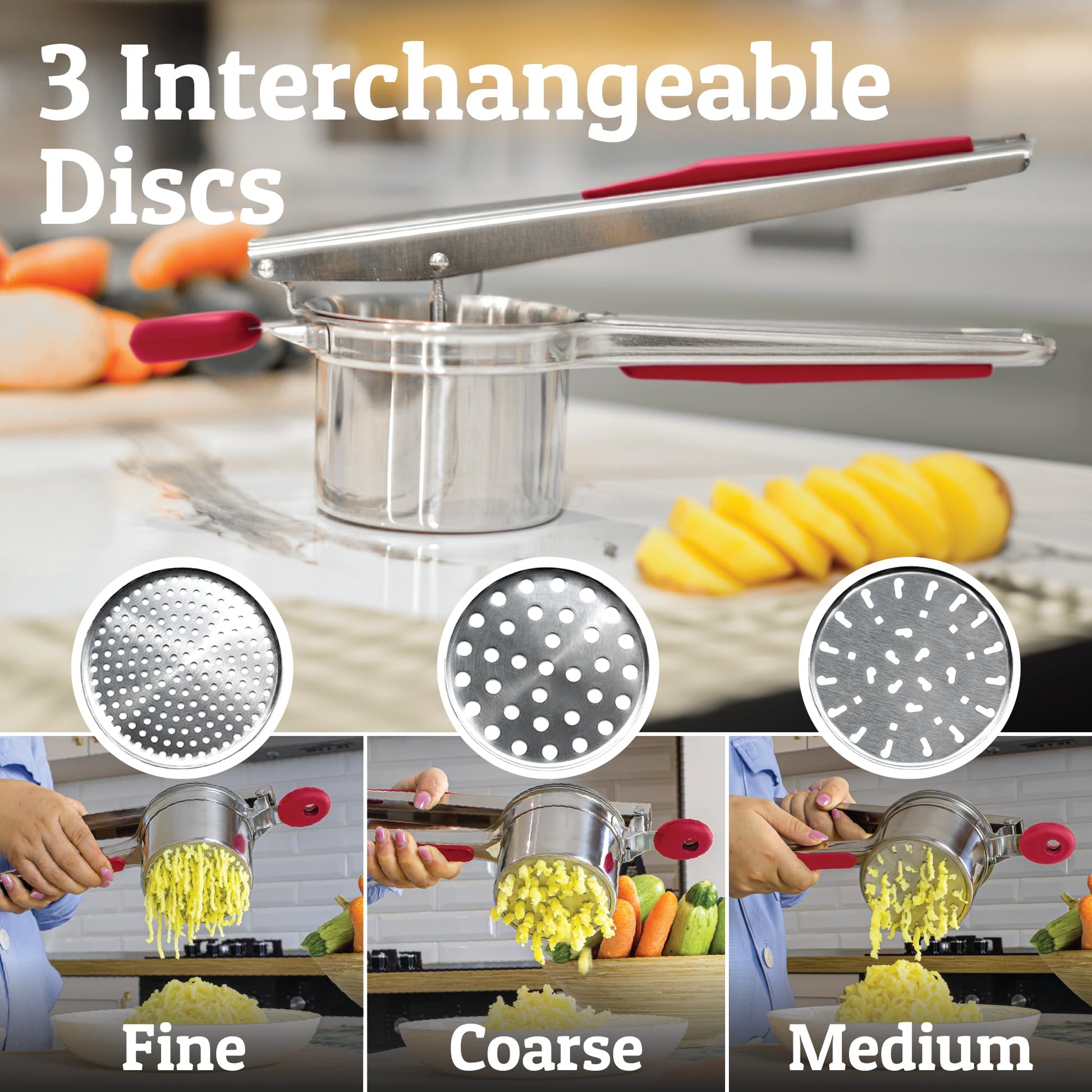 Rallador de Patatas Priority Chef Rojo 3 Disco