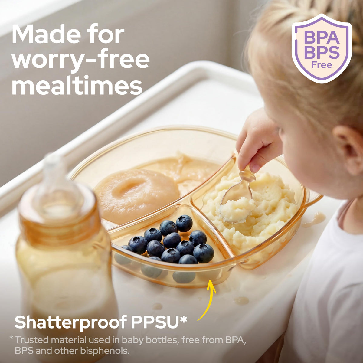 lalalark 3 en 1 - Platos de succión para bebés de grado biberón, platos divididos de silicona de diseño basado en escenarios para autoalimentación, sin BPA, resistentes al olor y a las manchas, aptos
