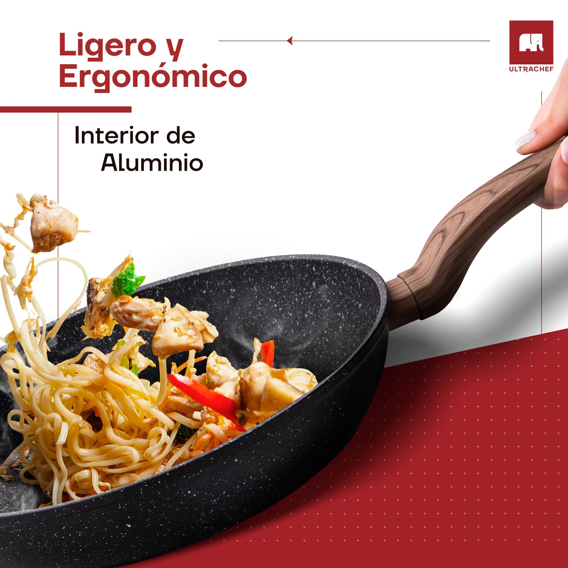 ULTRACHEF Juego de 3 piezas de Sartenes y Crepera con Revestimiento Antiadherente de Piedra de Alemania 100% libre de PFOA. Set de 3 Piezas (Sartenes 20 cm y 24 cm y Crepera 28 cm)