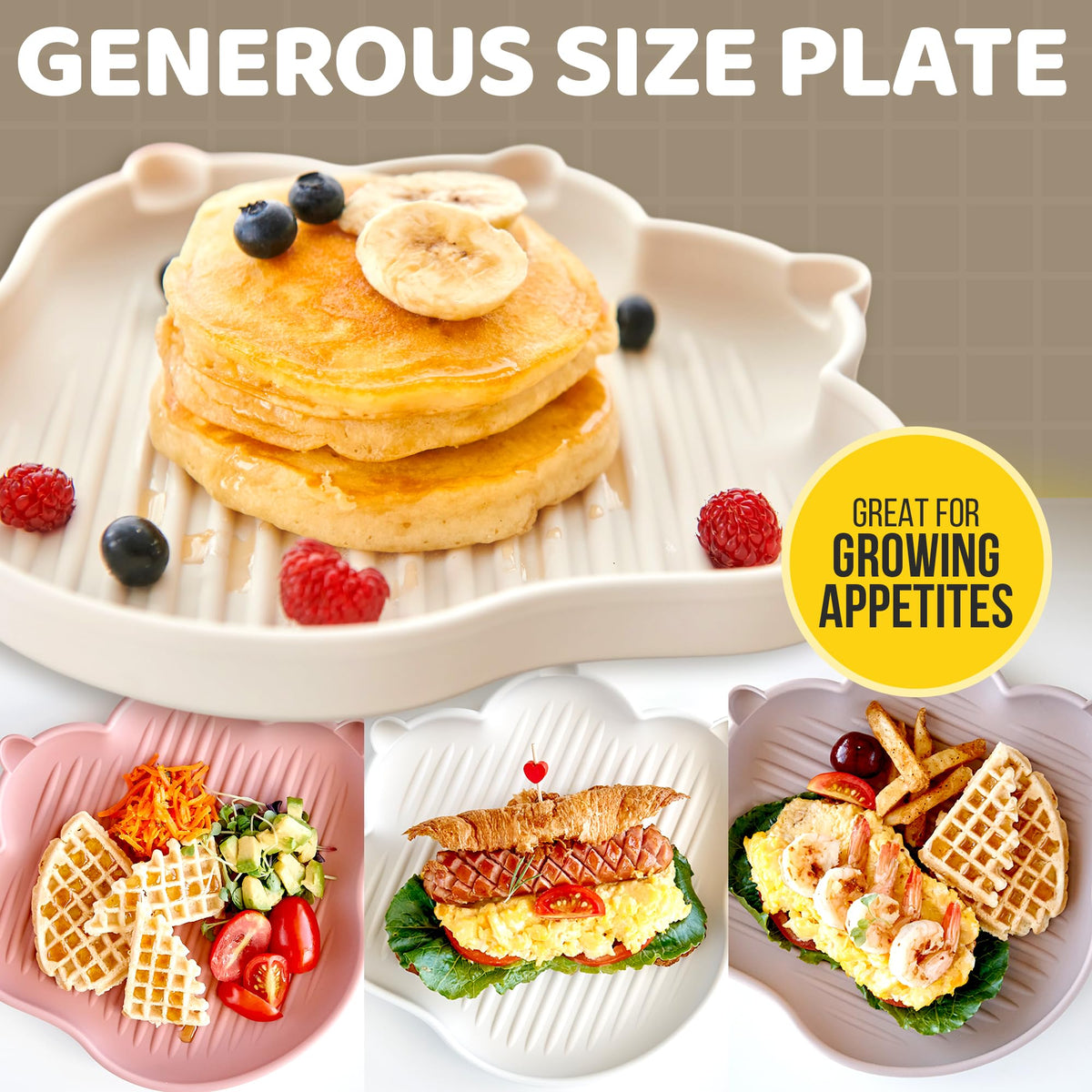Firgi MEOW Plate - Platos de alimentación para bebés pequeños, 100% silicona de grado alimenticio, suministros de destete LED, sin BPA, suministros de alimentación de silicona suave y duradera, sin