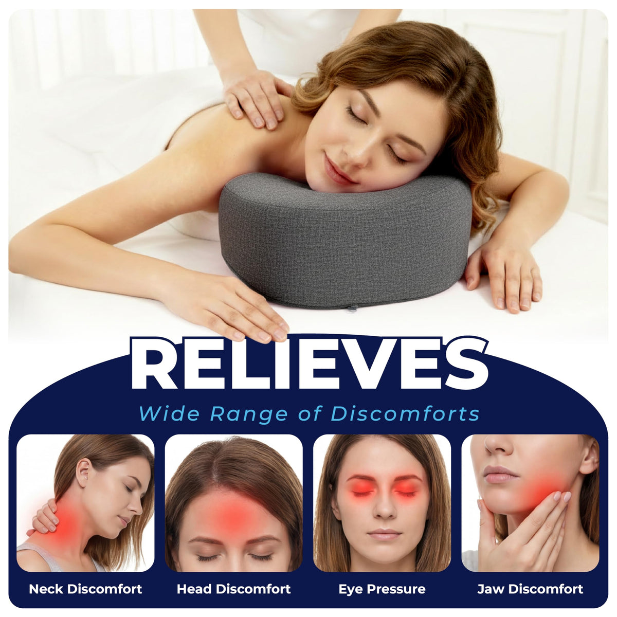Almohada Facial de Espuma Viscoelástica para Cama de Masaje Blanca con Cuna Ajustable para Cirugía y Bronceado