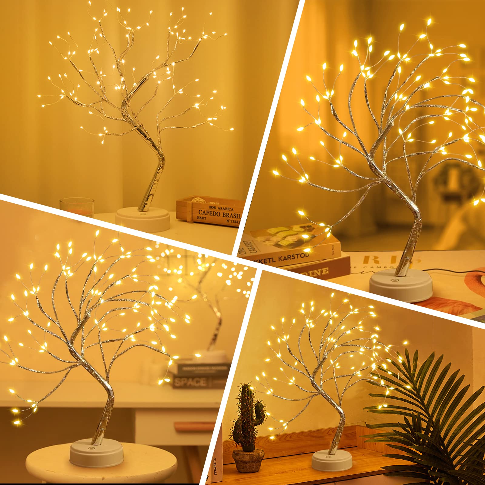 Lámpara Nocturna Bonsái, Luces de Árbol Bonsai con 108 Luces LED de Perlas y Ramas Regulables, Iluminación con Control Remoto y Control Táctil, Decoración Luminosa para Dormitorio,Boda,Festival,Fiesta