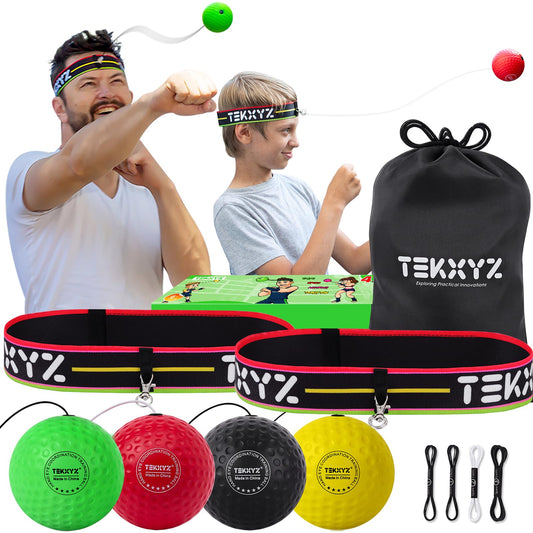 Paquete Familiar Pelota de Boxeo TEKXYZ Rojo Reflejos para Hombre y Mujer