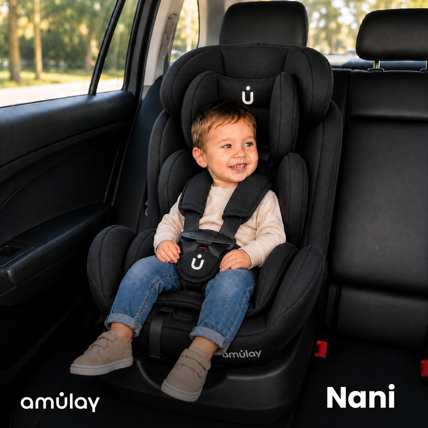 Amulay Autoasiento Nani Convertible 3 en 1, 0 a 25 kg, Negro