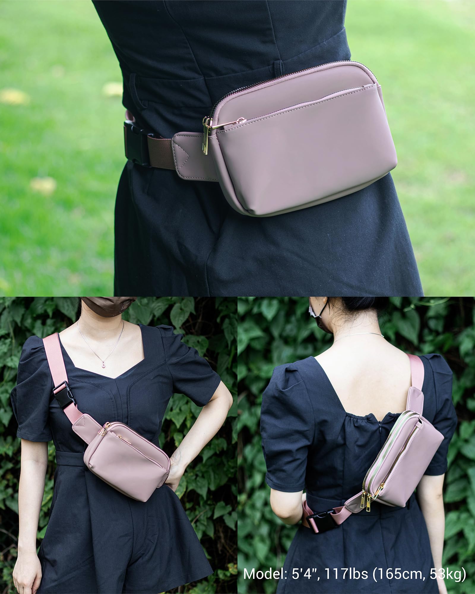 Cangureras de Moda - Cortelay Cangureras de Senderismo para Mujer Cangureras Deportiva con Correa Ajustable Impermeable Riñonera Mujer para Viaje Diario Cangurera para Correr