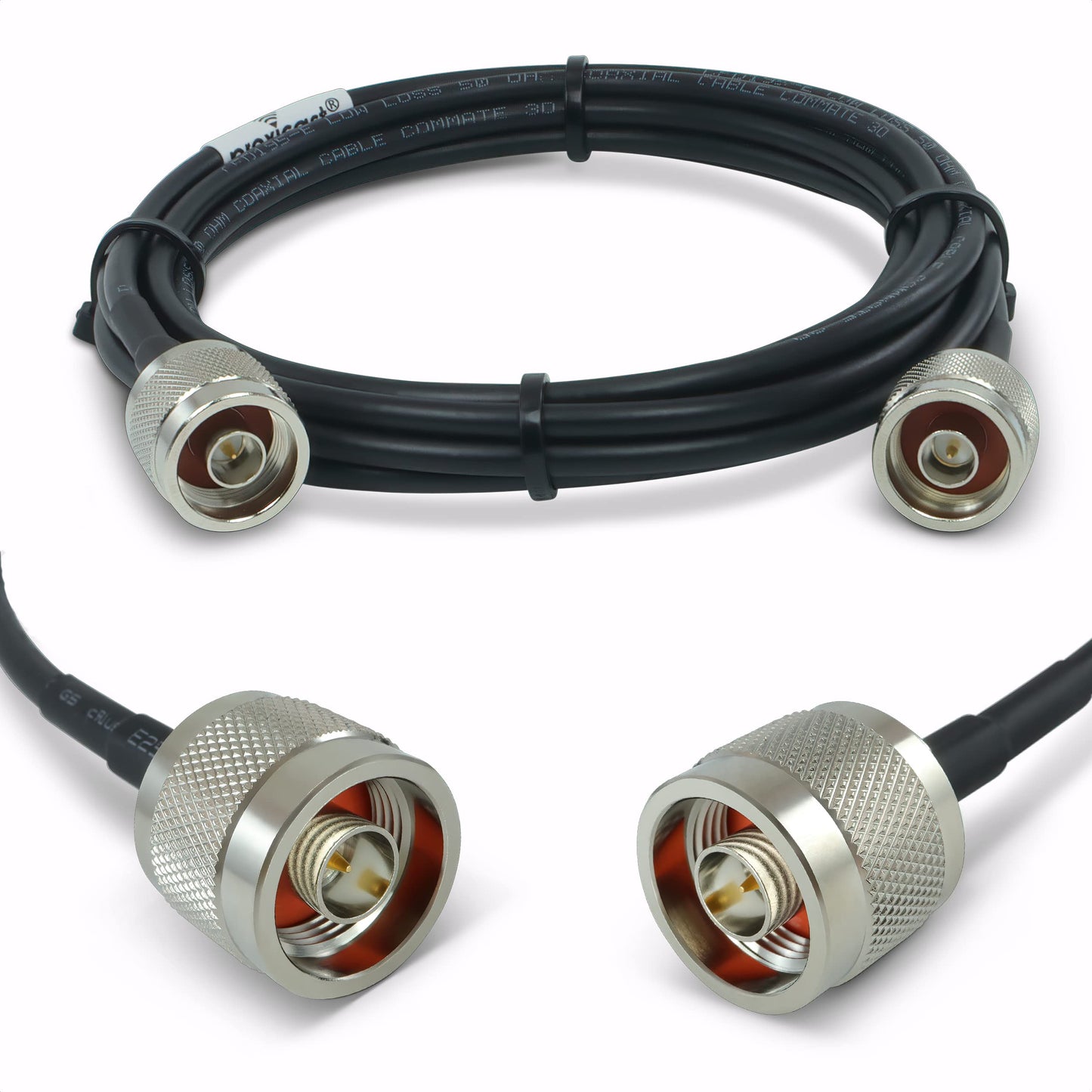 Cable coaxial Proxicast de 10 pies N macho a N macho Premium serie 195 de baja pérdida (50 ohmios) para 4G LTE, módems/enrutadores 5G, jamón, ADS-B, GPS, radio RF a antena o uso de pararrayos