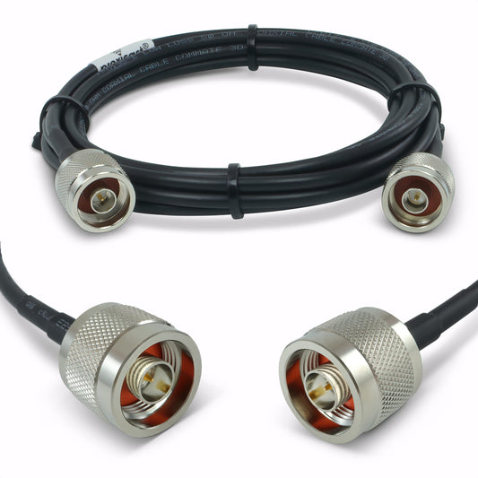 Cable coaxial Proxicast de 10 pies N macho a N macho Premium serie 195 de baja pérdida (50 ohmios) para 4G LTE, módems/enrutadores 5G, jamón, ADS-B, GPS, radio RF a antena o uso de pararrayos