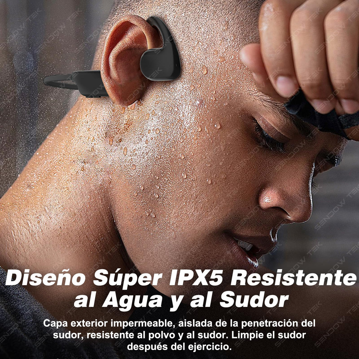 Auriculares Inalámbricos Sendowtek Negro de Conducción de Aire Impermeables IPX5 para Deportes