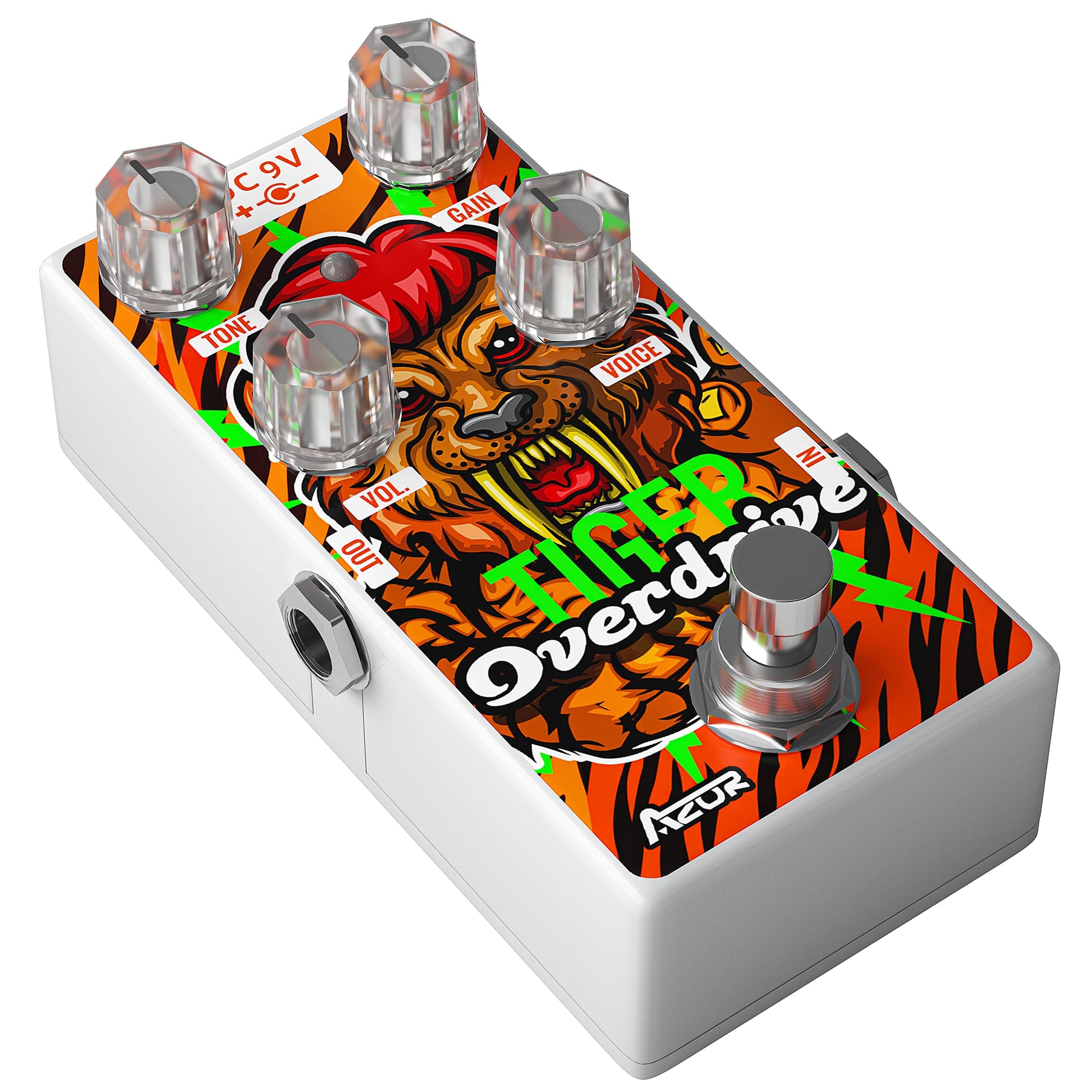 AZOR Overdrive - Pedal de efecto de guitarra analógica, clásico, efecto de conducción de tigre, para guitarra eléctrica, pedal de derivación real