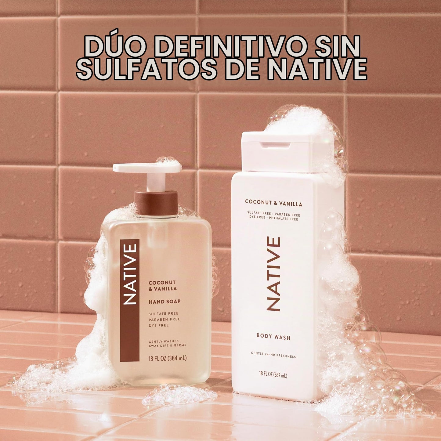 Native Body Wash for Women, Men | Sulfate Free, Paraben Free, Dye Free, with Naturally Derived Clean Ingredients, 36 oz bottle with pump - Pack of 1 (Coconut & Vanilla)