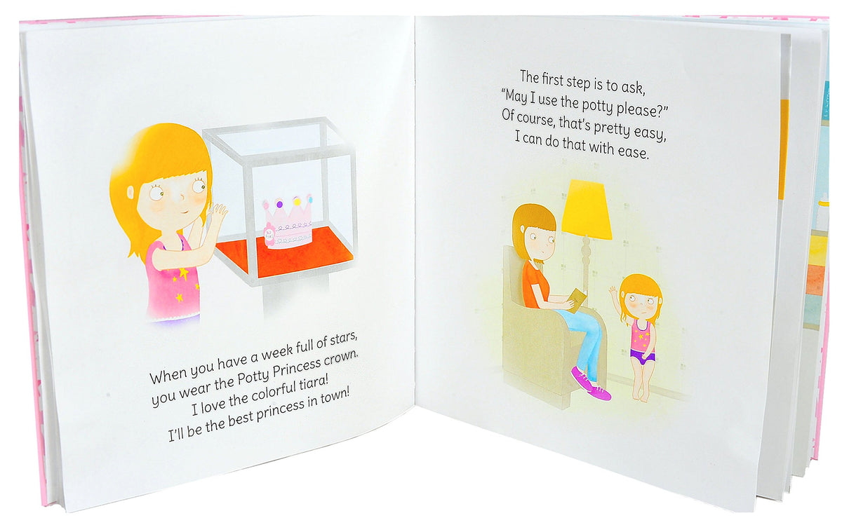 Princess Potty Training Gift Set with Book, Potty Chart, Star Magnets, and Reward Crown for Toddler Girls. Comes in Castle Gift Box.