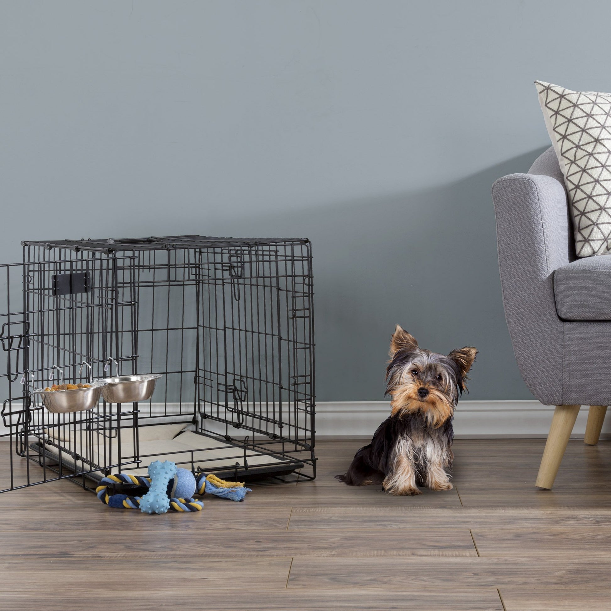 Platos de Acero Inoxidable Petmaker en Plata para Mascotas con Ganchos