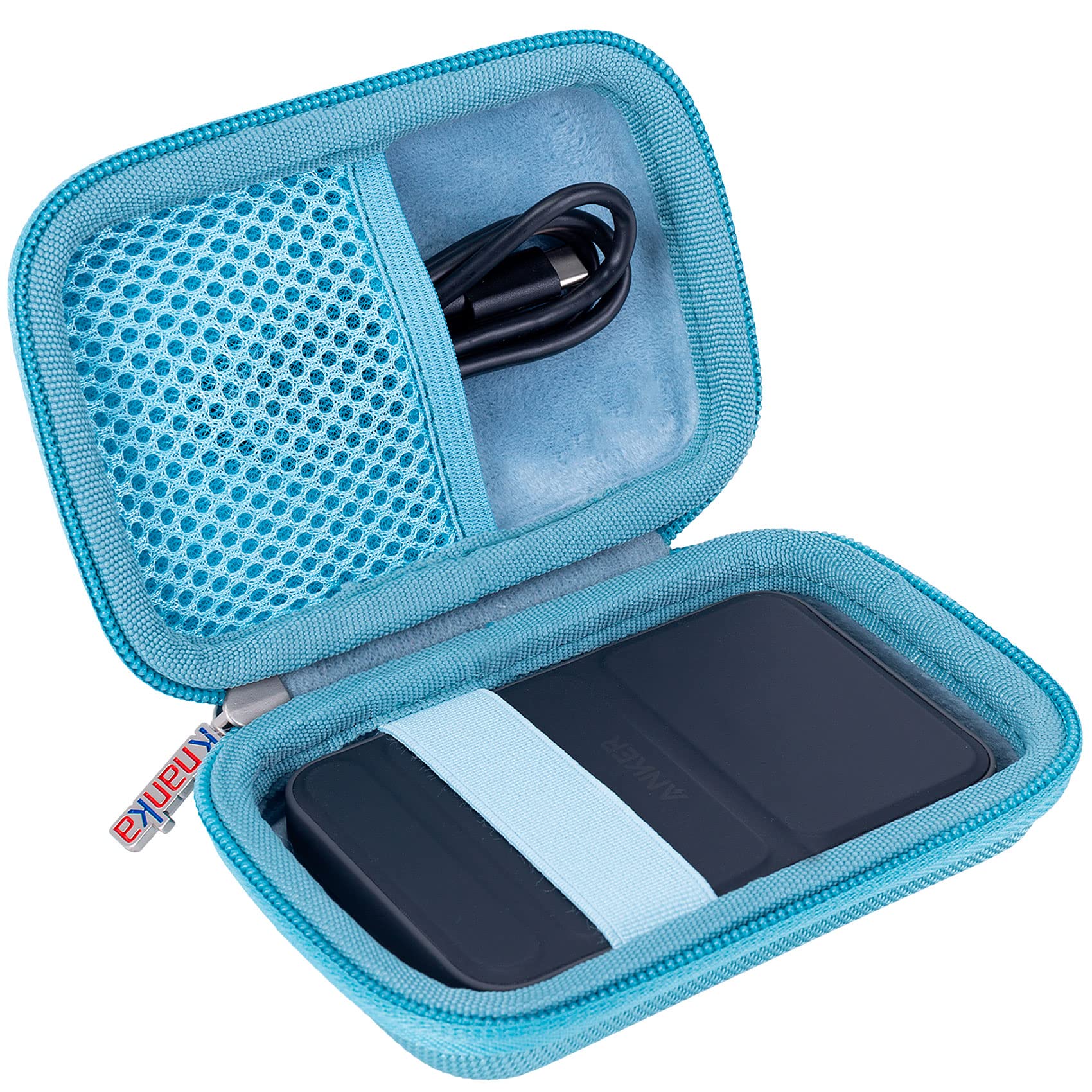 Funda Rígida de Viaje Khanka Azul para Batería Magnética Anker MagGo