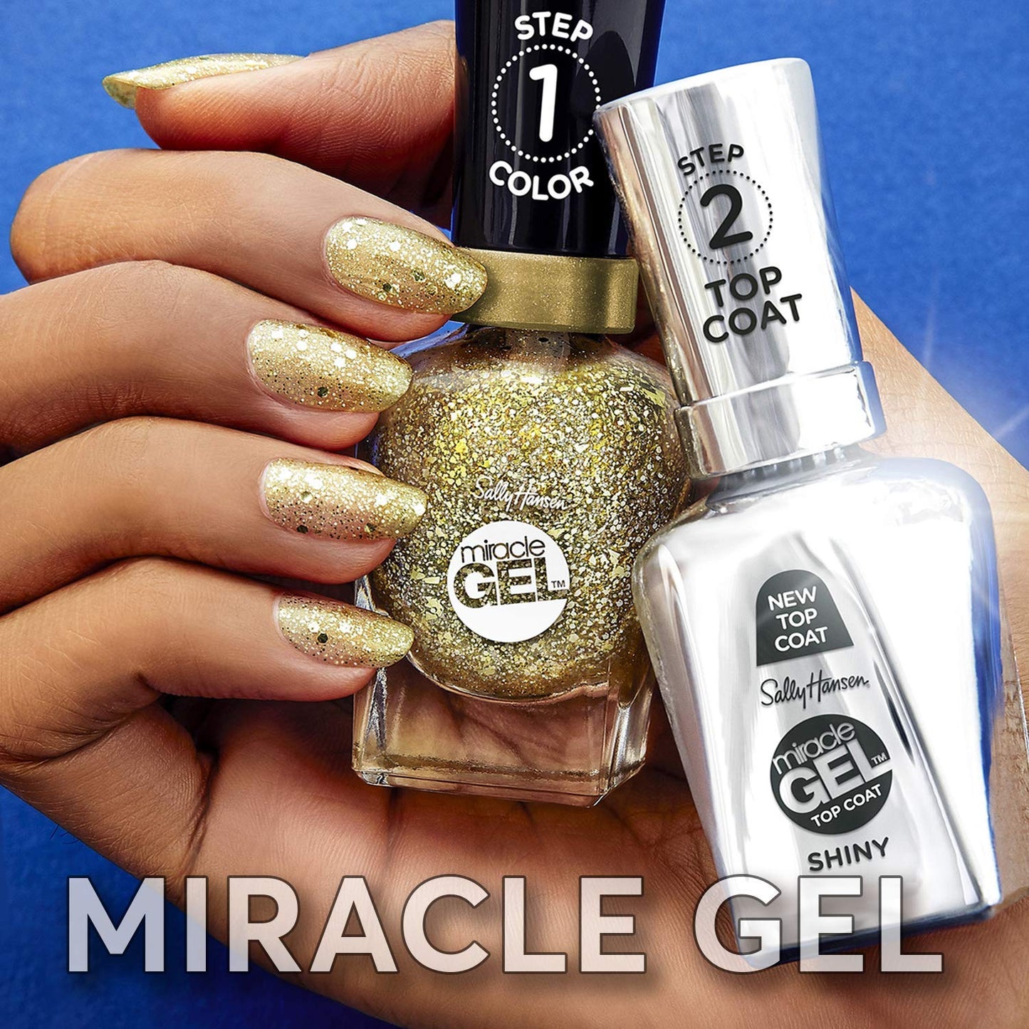 Sally Hansen Miracle Gel Nail Polish, Shade Get Mod 789 with Shiny Top Coat Duo Pack (el embalaje puede variar)