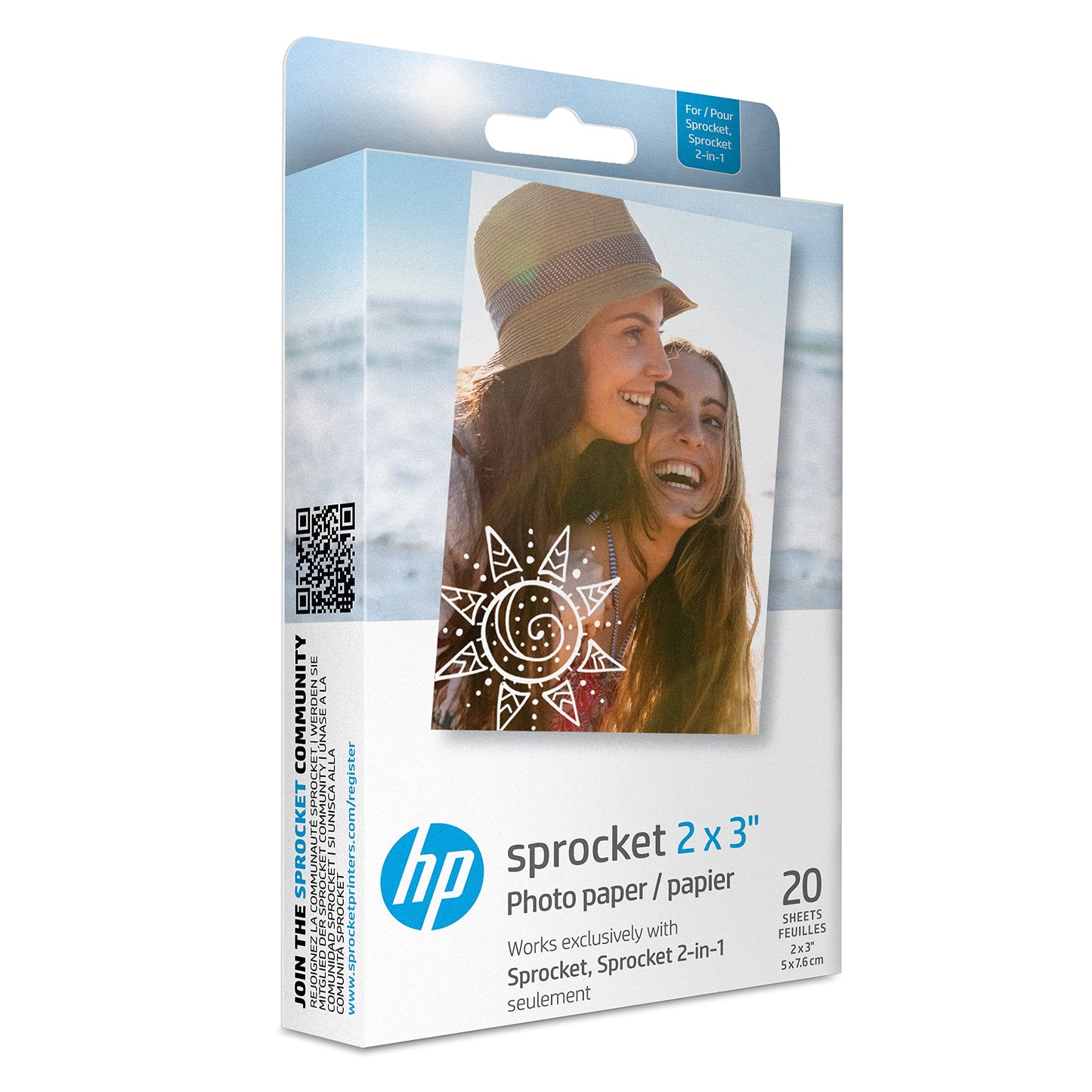 Papel Fotográfico Hp Para Hp Sprocket, 2x3 Pulg. - 20 Hojas