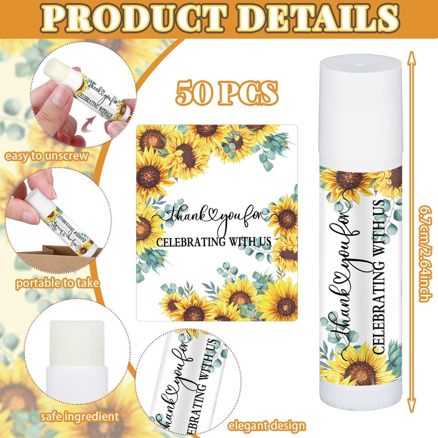 Bálsamo Labial Siifert Girasol Vainilla para Mujer Regalo de Dama de Honor