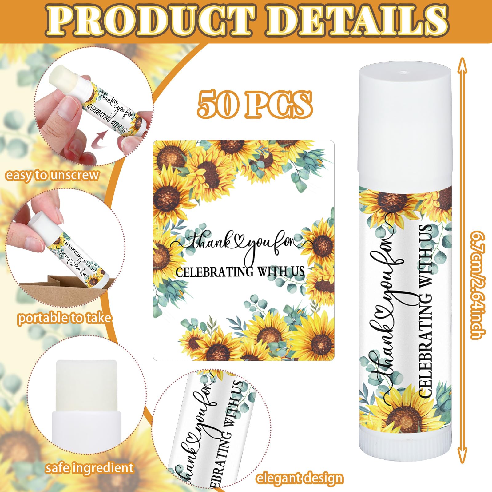 Bálsamo Labial Siifert Girasol Vainilla para Mujer Regalo de Dama de Honor