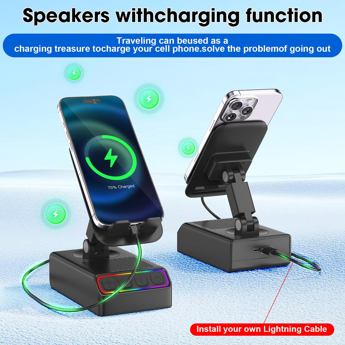 Altavoz Bluetooth Enfriliv Colorida Inducción Inalámbrica 5 en 1 para Hombre