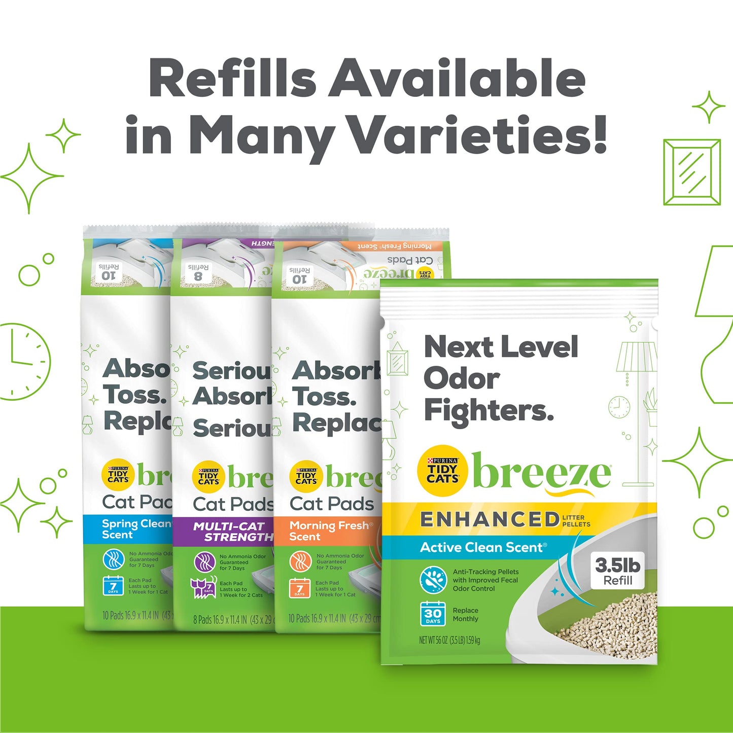 Sistema de Caja de Arena Tidy Cats Purina Breeze Beige con Pellets y Almohadillas para Gatos