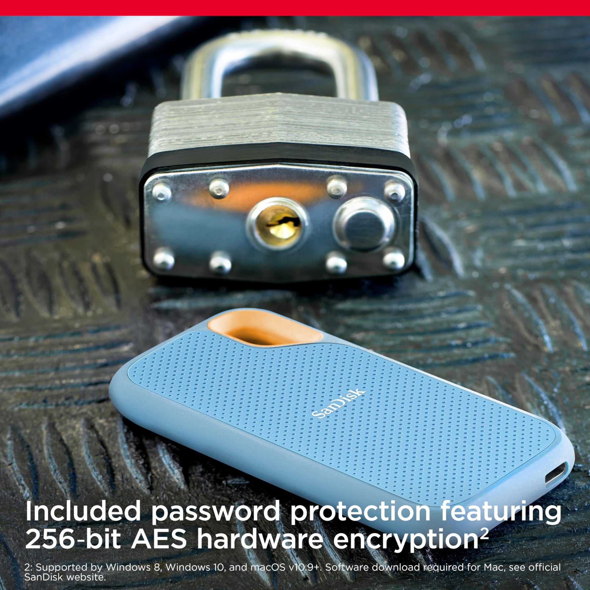 Unidad Externa de Estado Sólido SanDisk Azul Cielo Extreme 2 TB USB-C 1050 MB/s IP65 Resistente al Agua y Polvo