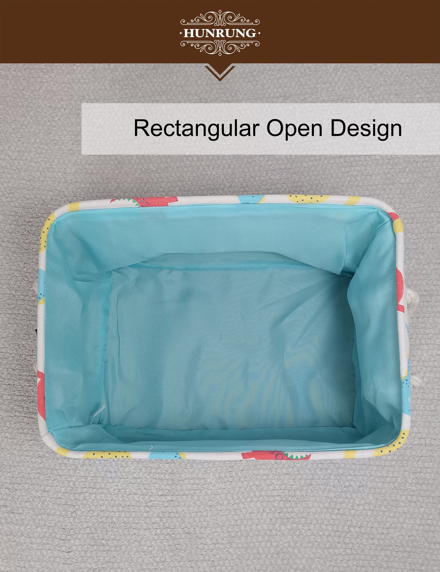 HUNRUNG - Cesta de Almacenamiento Rectangular de Lona para Mascotas, Juguetes, Libros, Ropa, Perfecto para Habitaciones Infantiles, Sala de Juegos, casetas, Dinosaur