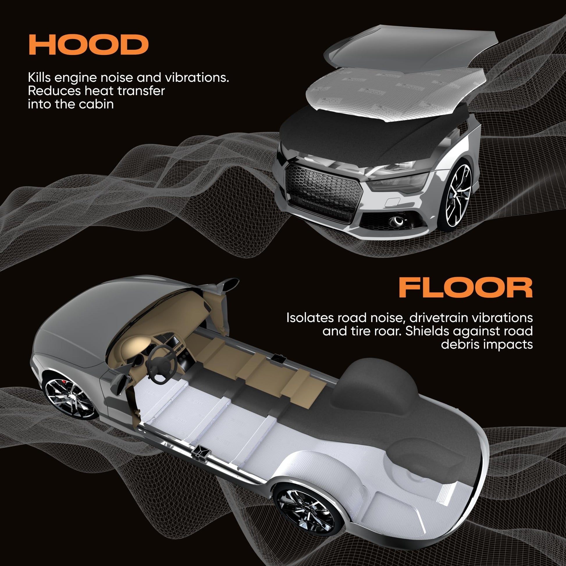 Tapete Amortiguador de Sonido SGM Plata Autoadhesivo para Automóviles