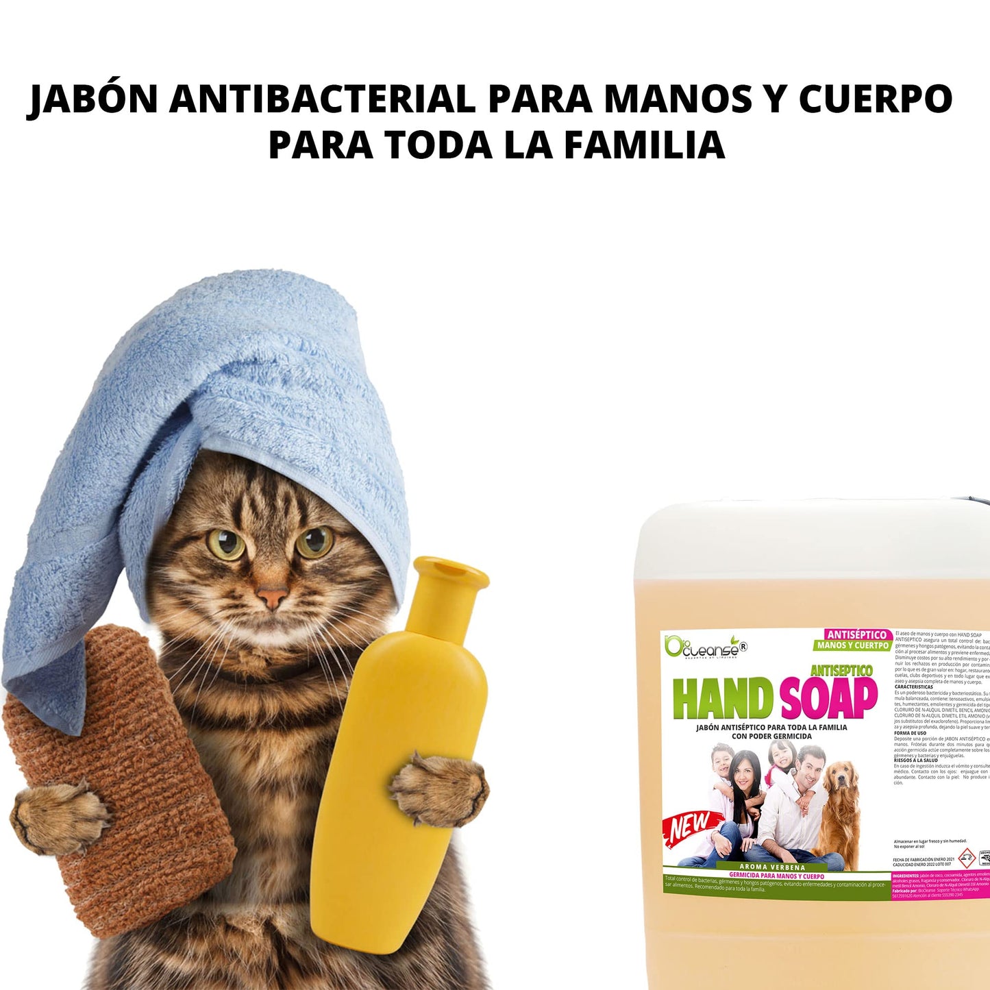Jabón Antibacterial para Manos y Cuerpo para toda la familia en Presentación de 20 Litros, Limpieza y Protección en Abundancia