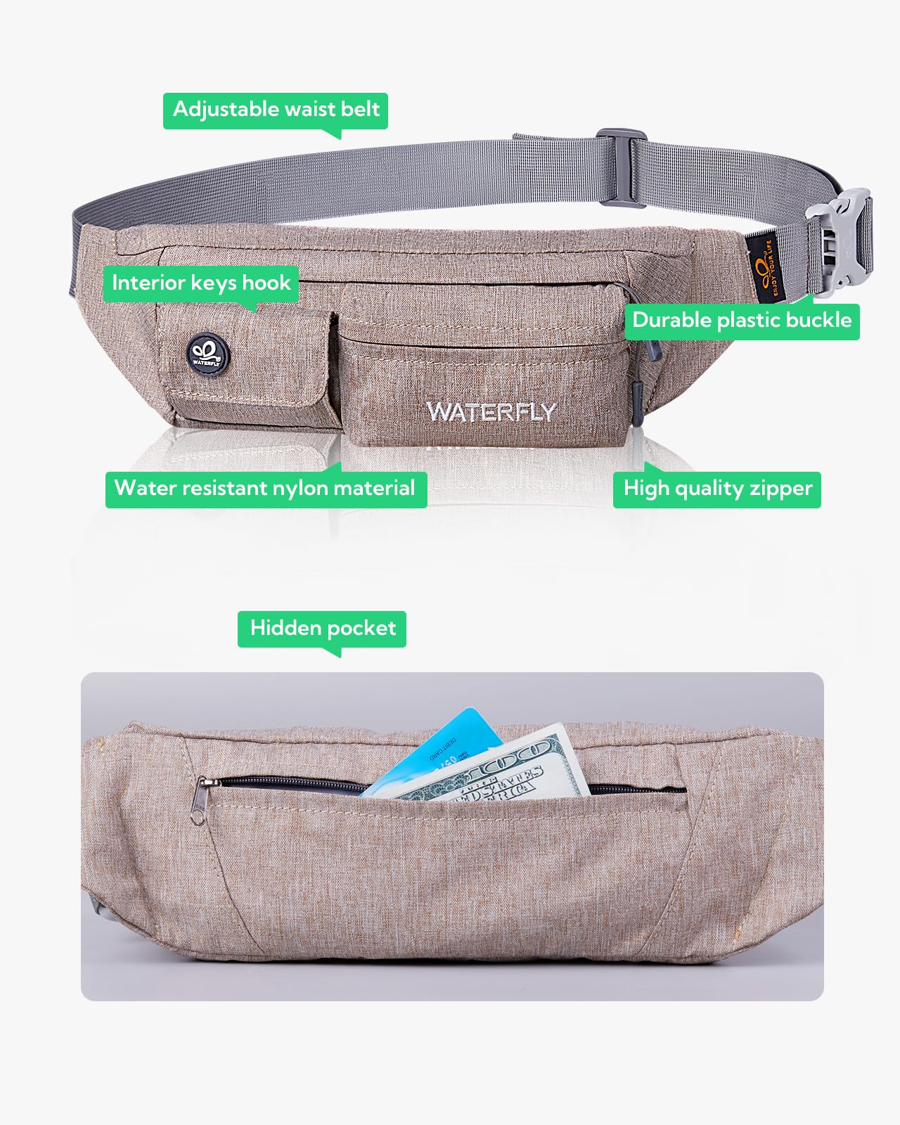 Riñonera Waterfly Pequeña delgada Resistente al Agua Hombre y Mujer para Running Ciclismo Senderismo Correr Viajar