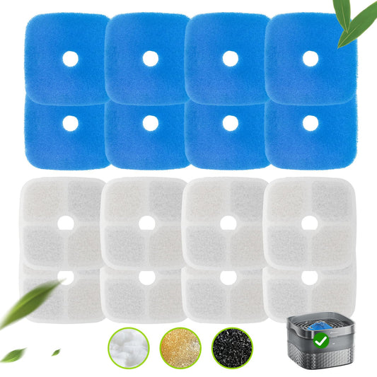 Filtro de Fuente de Agua para Perro APD APETDOLA 9 L 5 Capas, Repuesto de 8 Filtros y Esponjas Prefiltrantes