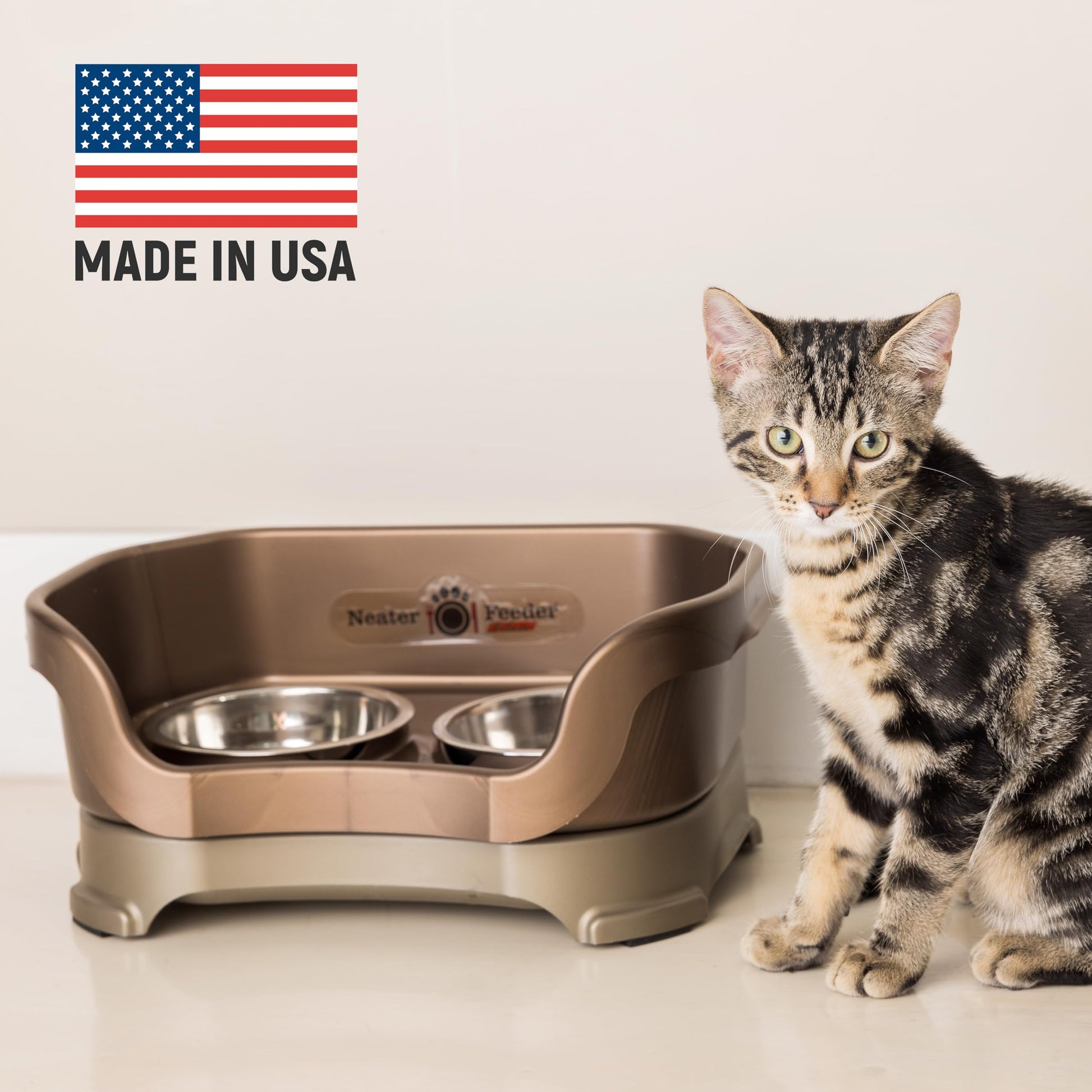 Comedero Elevado Neater Feeder Deluxe Bronze Antiderrame para Gatos