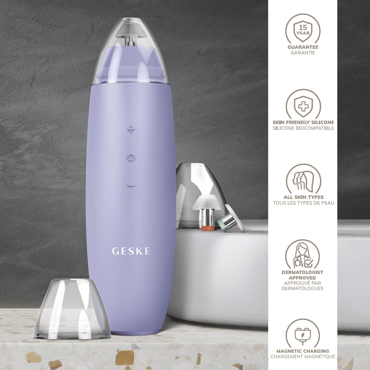 GESKE | SmartAppGuided™ MicroDermabrasion Blackhead Remover | Eliminador de puntos negros 7 en 1 | Limpiador de poros eléctrico | limpieza al vacío innovadora | herramientas de belleza