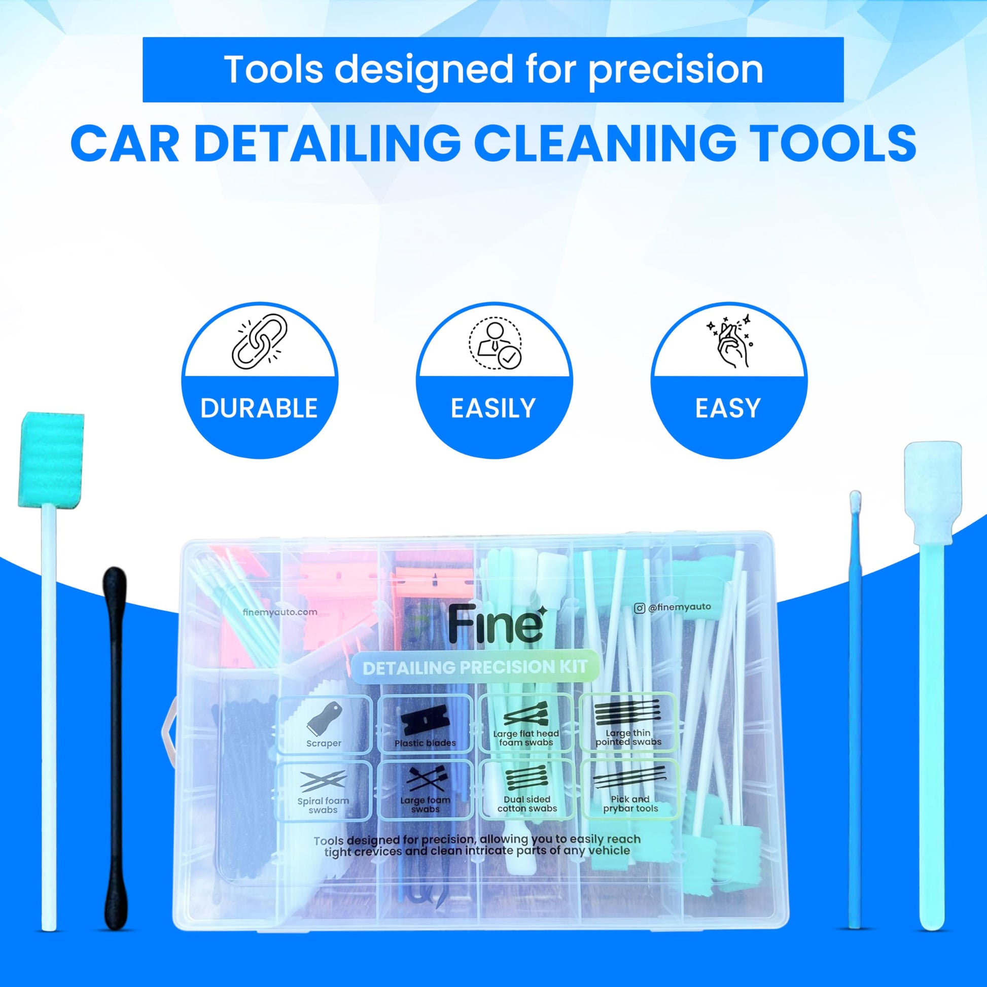 Fine My Auto - Kit de limpieza de coche - Kit de detalles de coche de primera calidad para limpieza profunda, juego de herramientas de limpieza de interiores de coche para cuidado de precisión, kit de