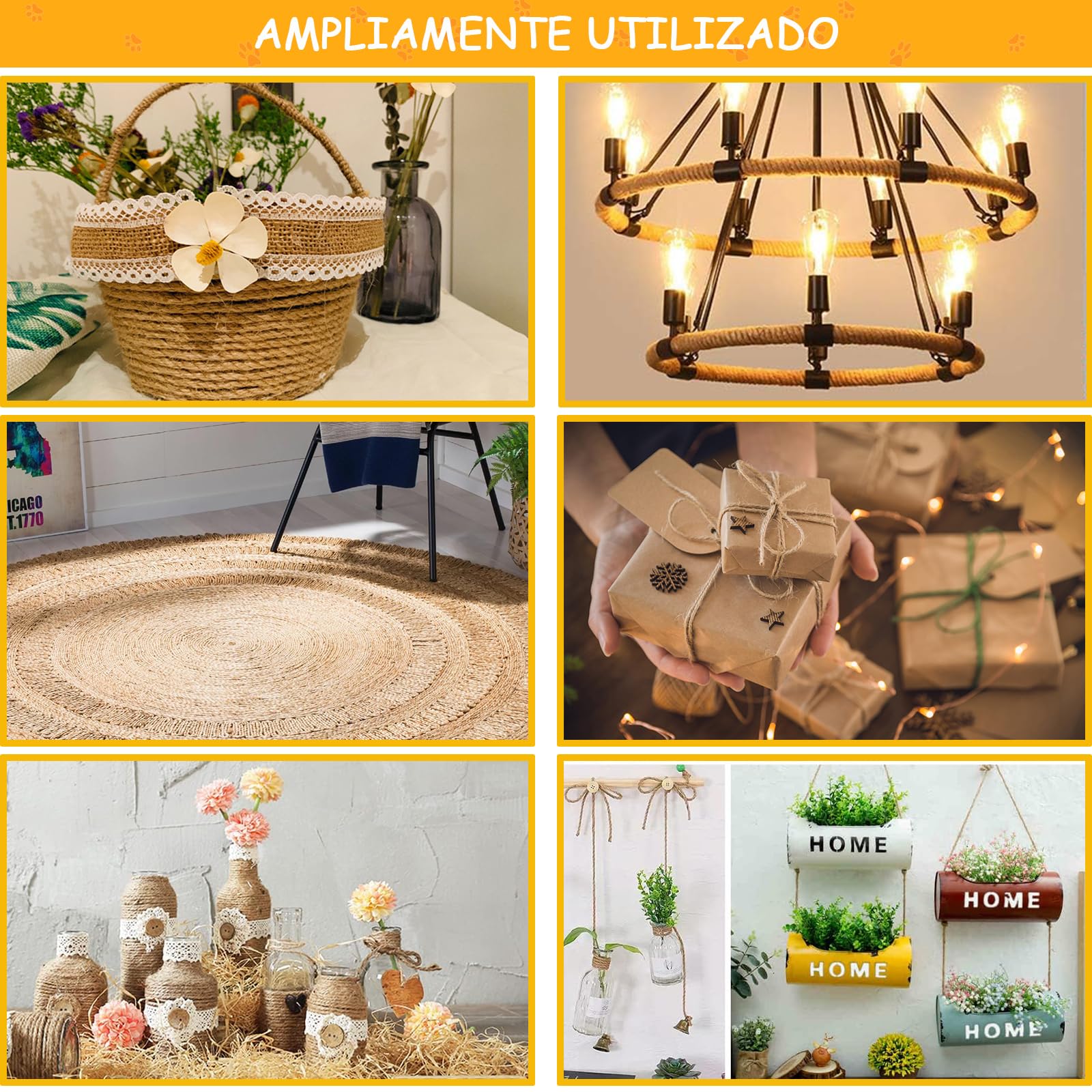 Cuerda Trenzada YRGFCCC Yute Resistente para Manualidades y Jardinería