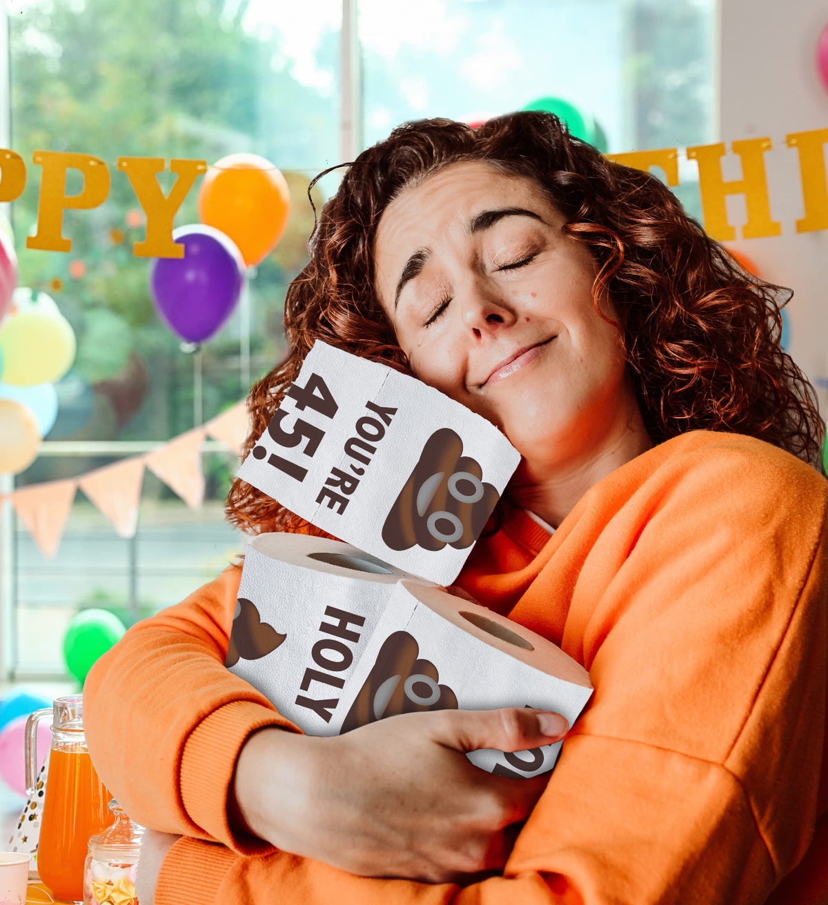 Papel Higiénico Impreso TP Holy Poop 45 Cumpleaños Divertido 500 Hojas para Hombre o Mujer