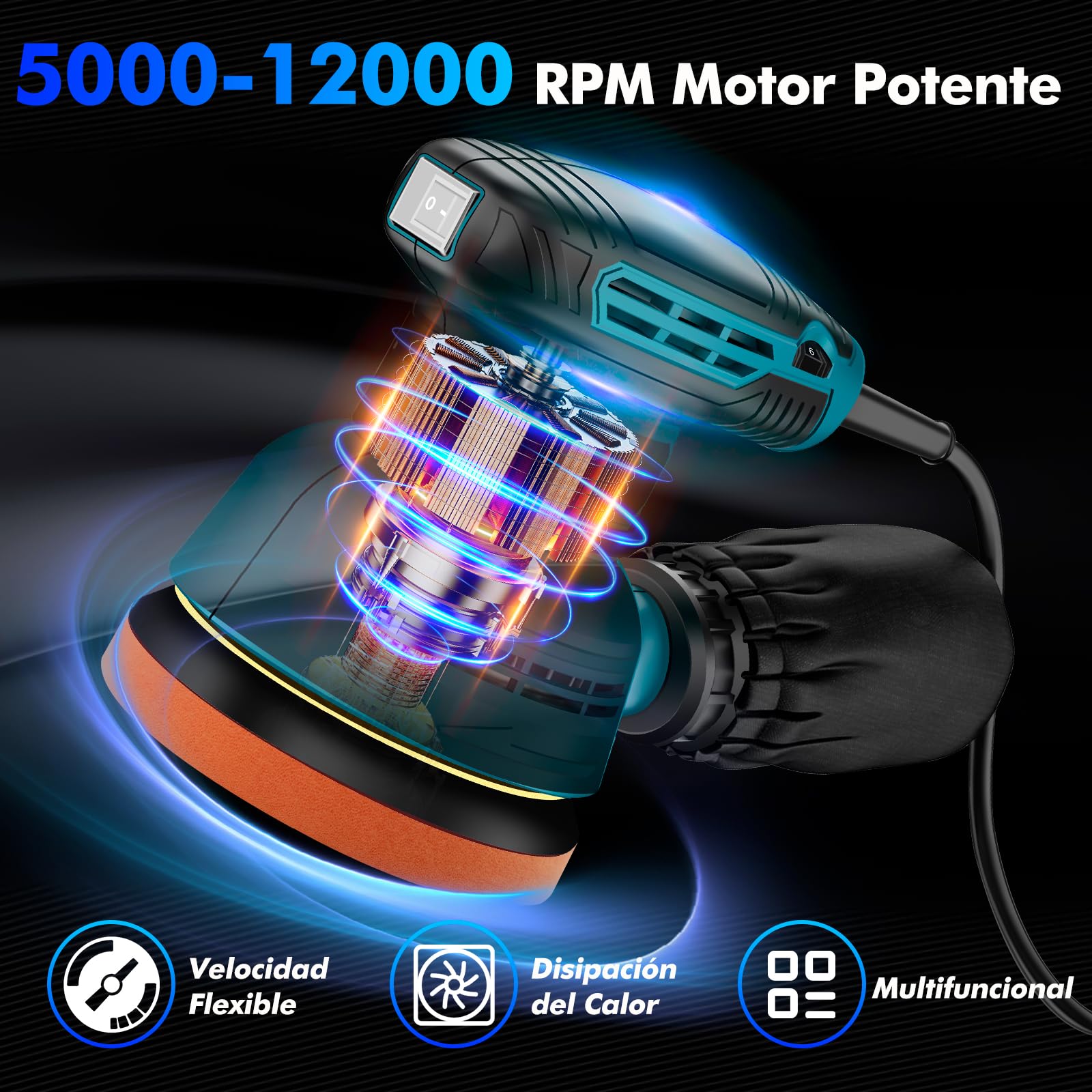 Pulidora Orbital Lostrain 5 Pulgadas Velocidad Variable para Auto, Madera y Piso