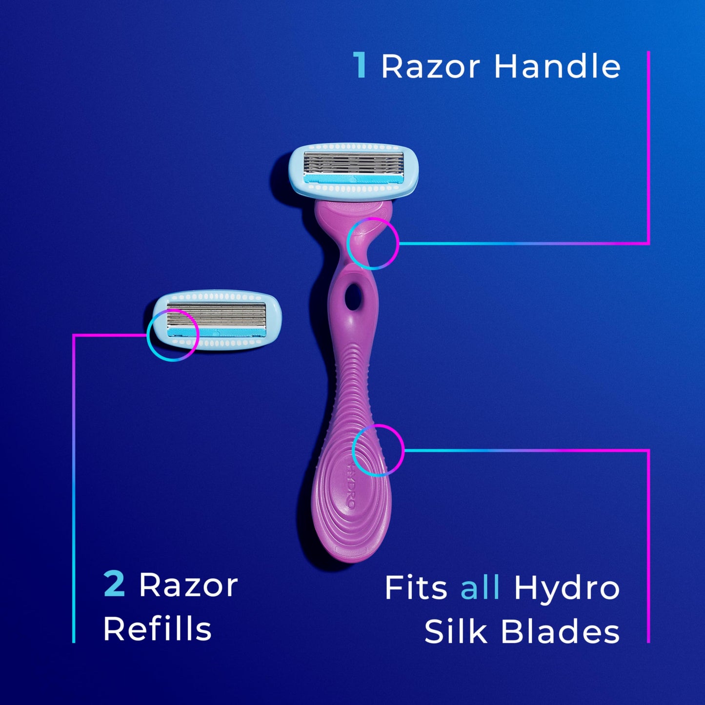 Schick Hydro Silk Razor for Women, Includes 1 Razor Handle and 2 Moisturizing Razor Blade Refills