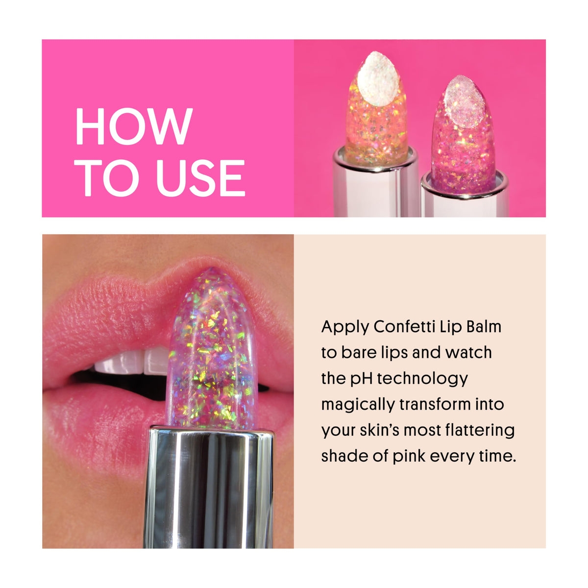 Winky Lux- Bálsamo labial Glitter Confetti, lápiz labial que cambia de color con el pH, bálsamo labial vegano y libre de crueldad animal, hidrata y da volumen, S