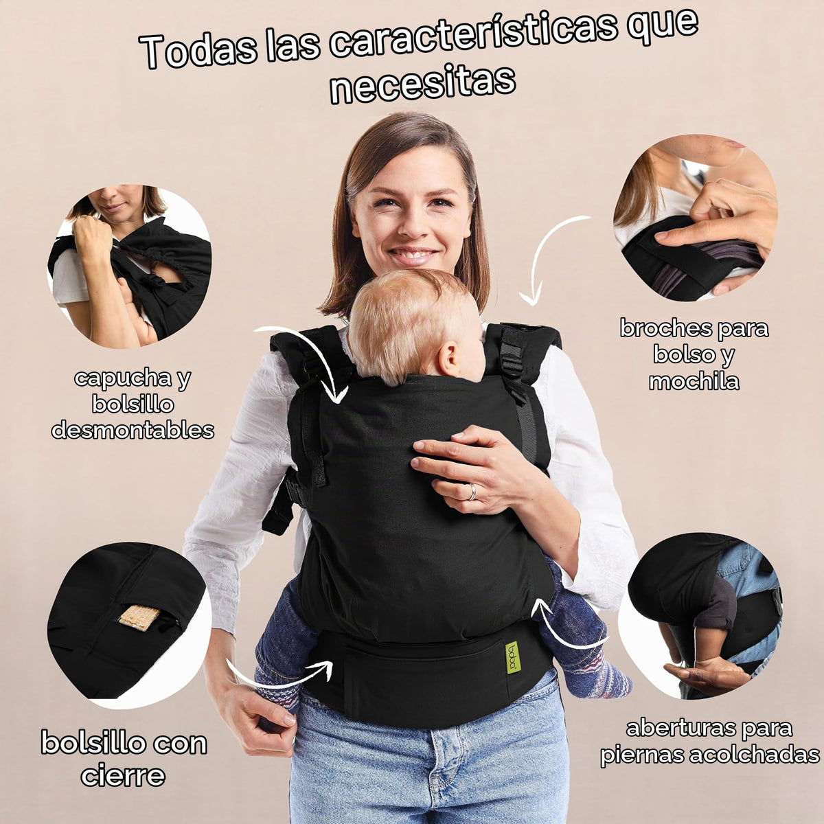 Mochila Evolutiva Portabebé Boba X (Black Beauty)