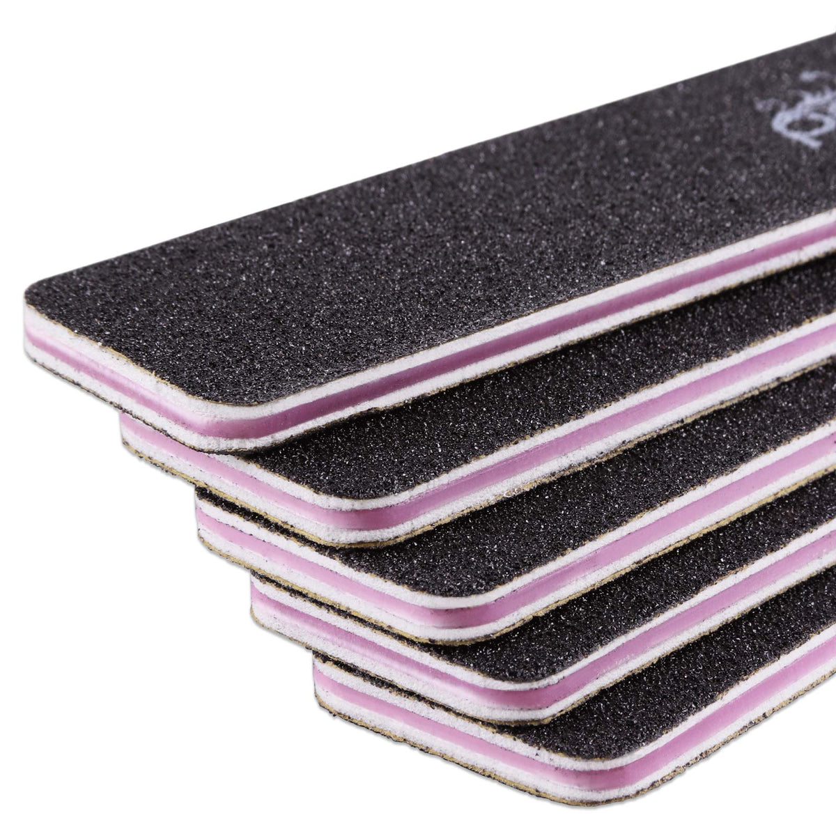 PANA 10 Limas De Uñas Profesionales De Doble Cara De Tamaño Gigante, Color Negro, Grano 100/180, Lima Pulidora De Uñas Para Manicura Y Pedicura, Lavable
