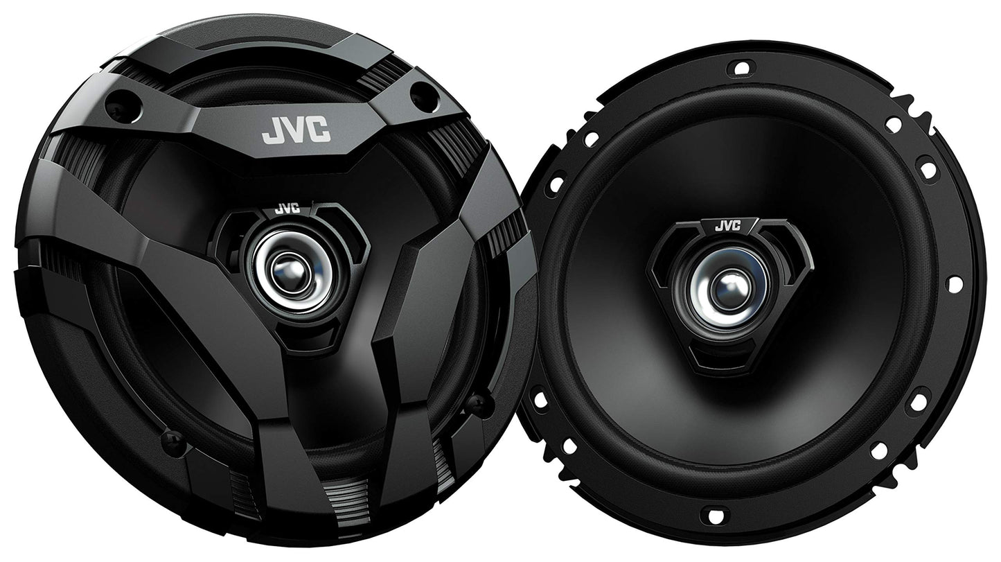 JVC CS-DF620 bocinas para carro, medida de 6.5 pulgadas, potencia por par, 150 W cada uno, rango completo, 2 vías, se venden en pares, color negro