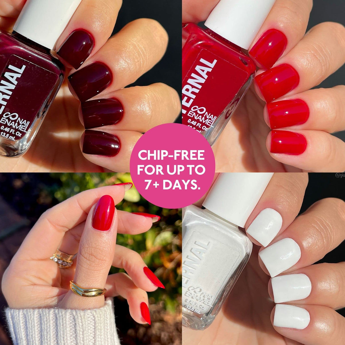 Eternal Colección – Juego de 4 piezas: Larga duración, secado rápido, esmalte de uñas de brillo espejo – endurecedor, acabado brillante y brillante – 0,46 onzas fluidas cada uno (Call Me)