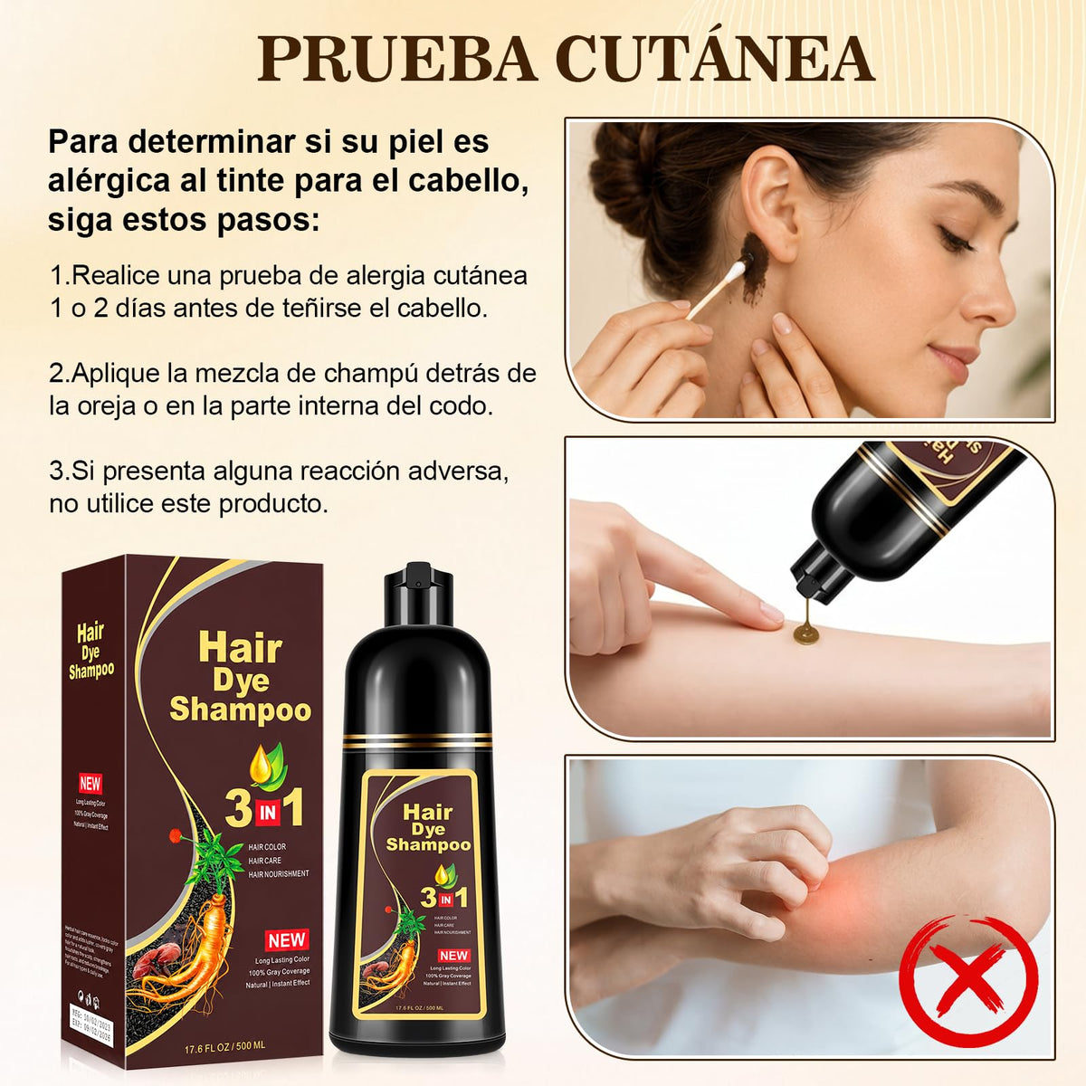 Champú Instant Hair Color para Cabello,hair dye shampoo, Champú Tinte Instantáneo 3 En 1 Fórmula Suave Que contiene Ingredientes Naturales,shampoo tinte, Adecuado Para HombresY mujeres (Marrón oscuro)