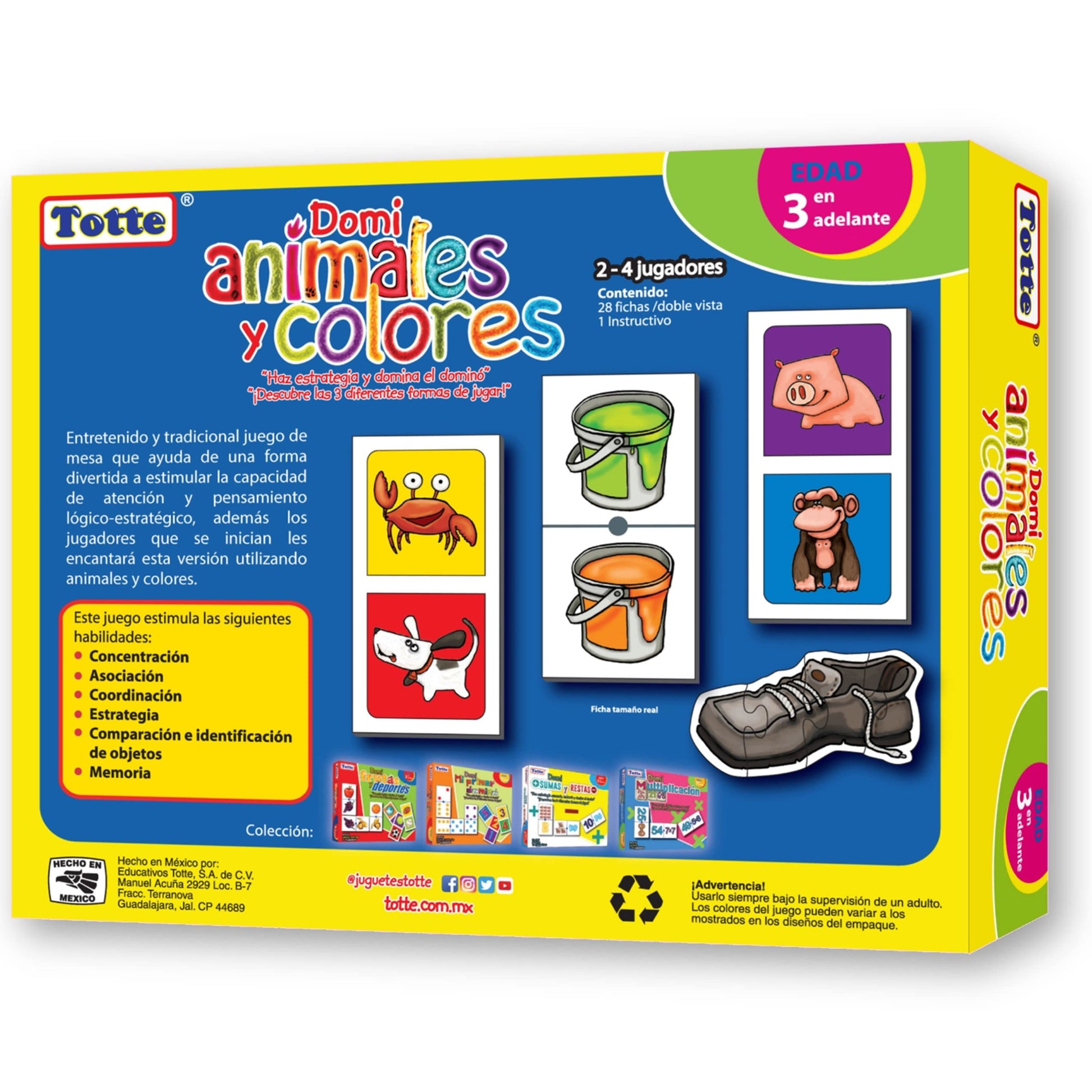 Dominó Educativo Totte Animalitos y Colores Piezas Grandes y Durables