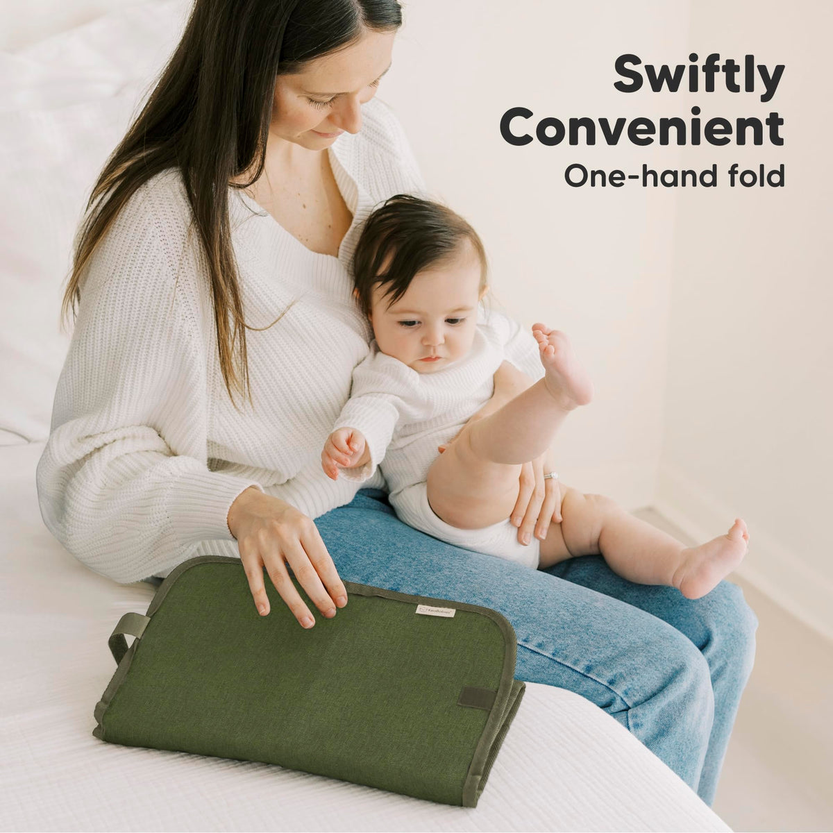 Cambiador portátil de pañales – cambiador plegable impermeable para bebé – cambiador de pañales de viaje – cambiador ligero para bebé – cambiador de bebé – lavable a máquina (verde oliva)