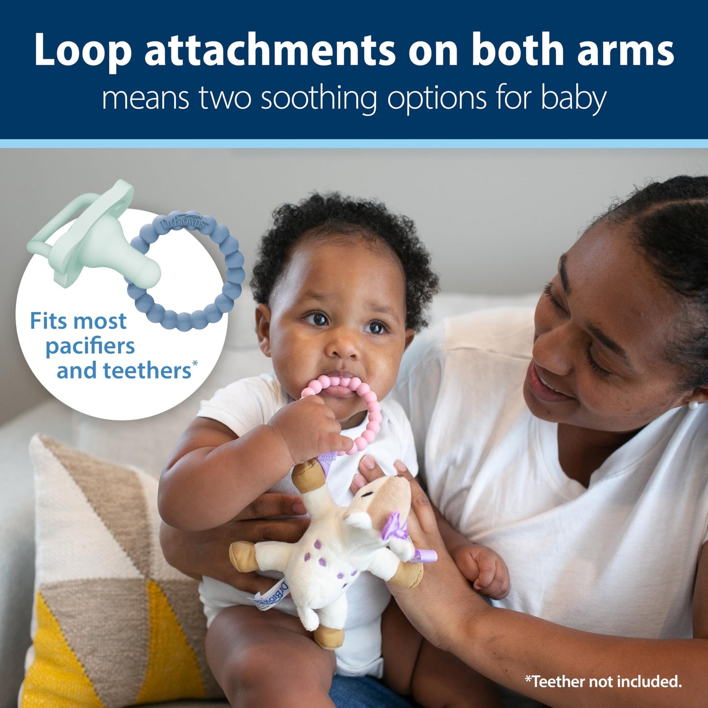 Soporte para Chupete y Mordedor Dr. Brown's Ciervo HappyPaci Rosa para Bebé 0-6 Meses